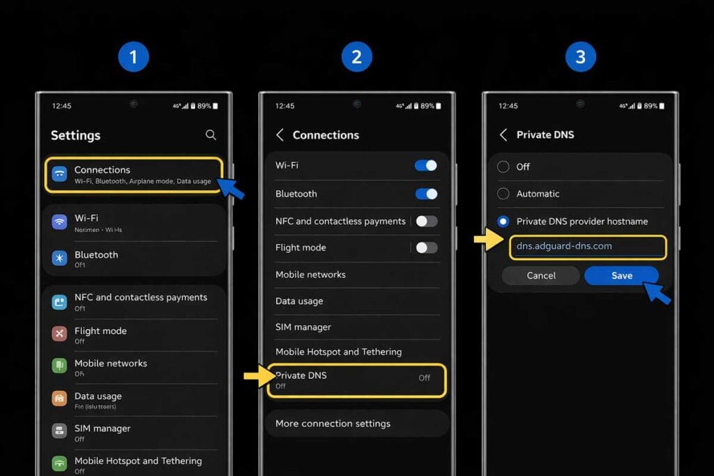 optimasi samsung galaxy s26 ultra untuk private dns