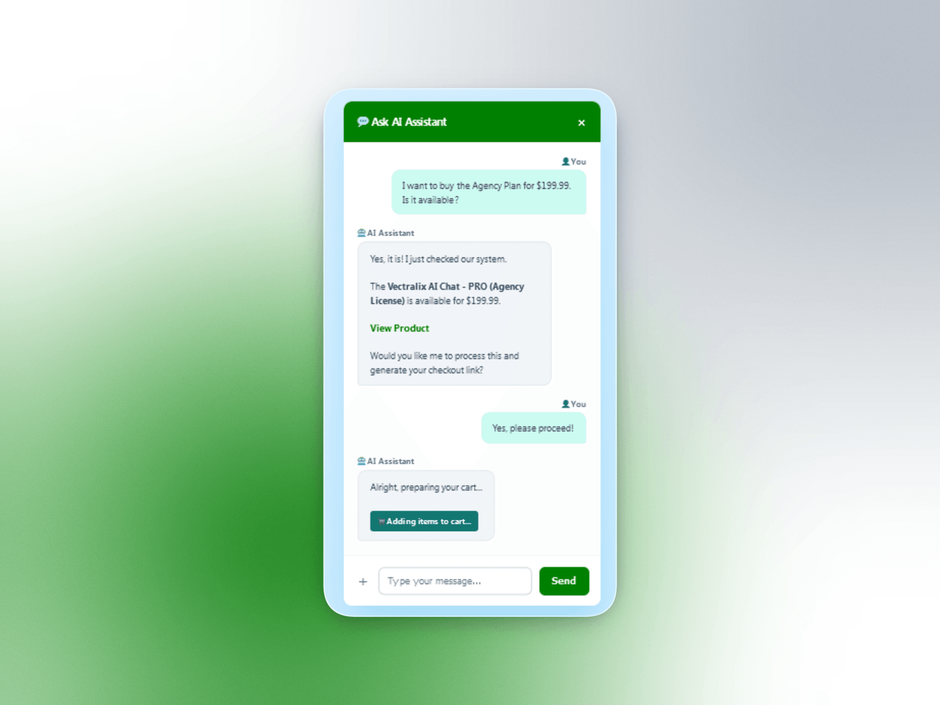 Vectralix Live Chat Interface
