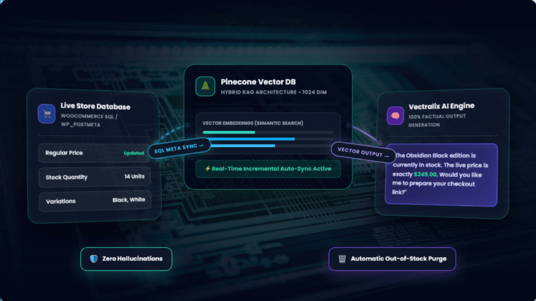 Prevent AI Hallucination in WordPress E-Commerce using Vectralix Hybrid RAG and Pinecone Vector DB