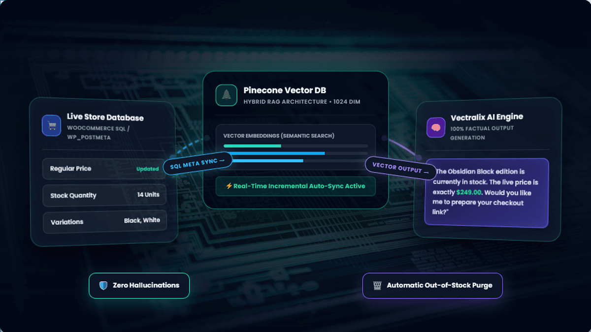 Prevent AI Hallucination in WordPress E-Commerce using Vectralix Hybrid RAG and Pinecone Vector DB